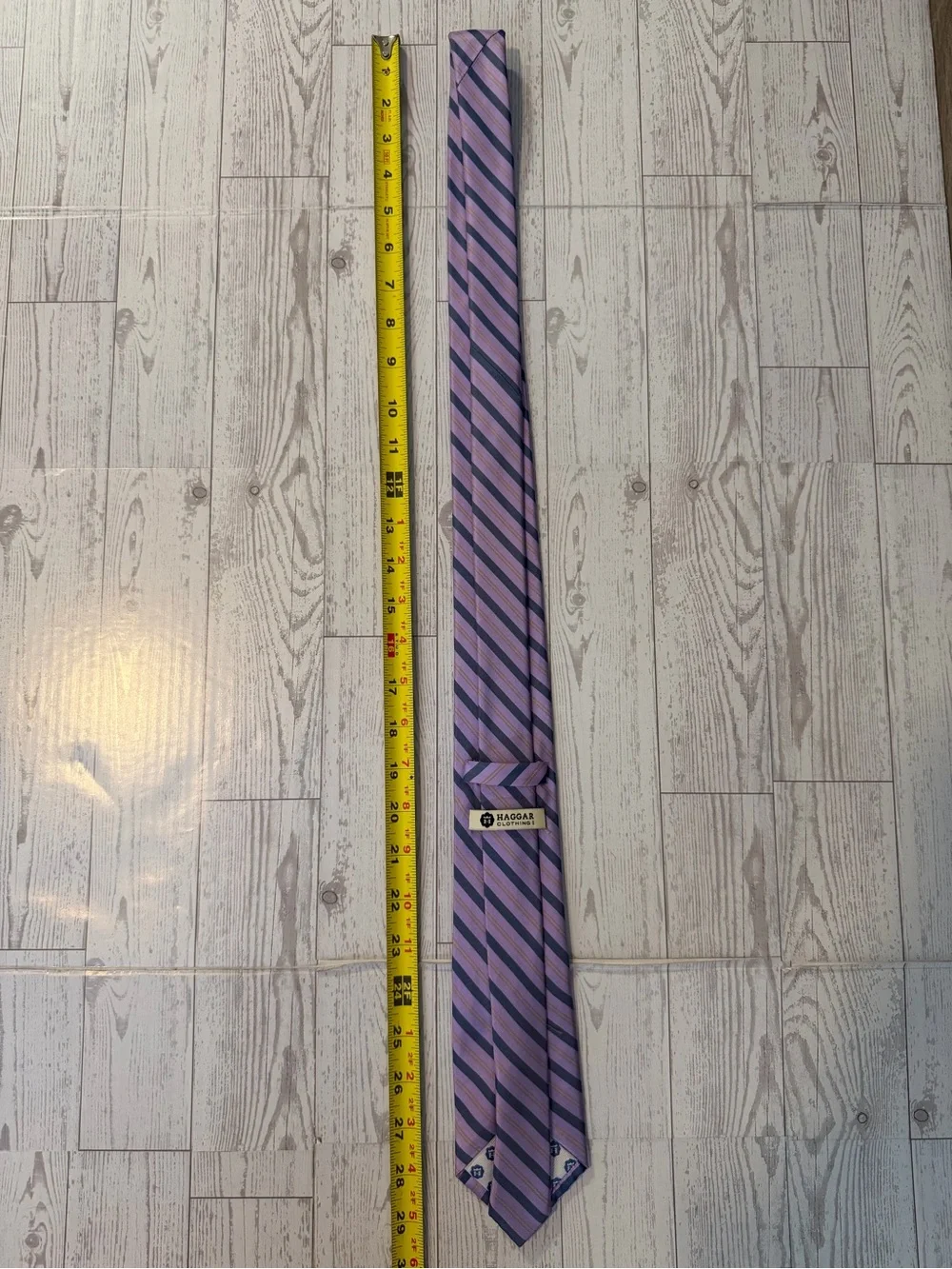 Haggar, 100% Silk, Striped Tie, Purple Gold, Necktie